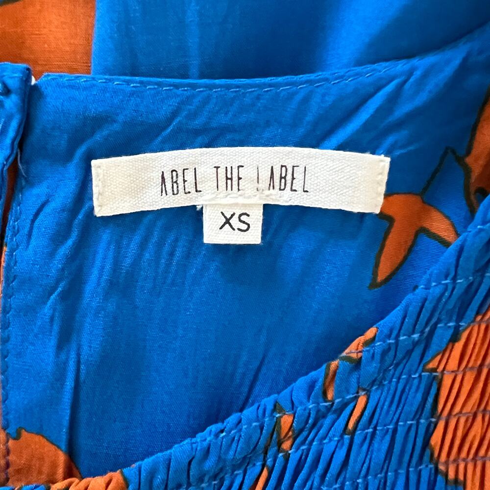 Abel the Label  Floral Smocked Tiered Midi Dress Women's Size XS Blue / Orange - Picture 5 of 5